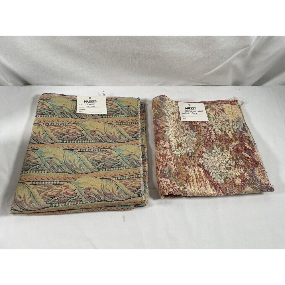 Lot of 2 French Tapestry Kreiss Wall Decor Farbric Craft